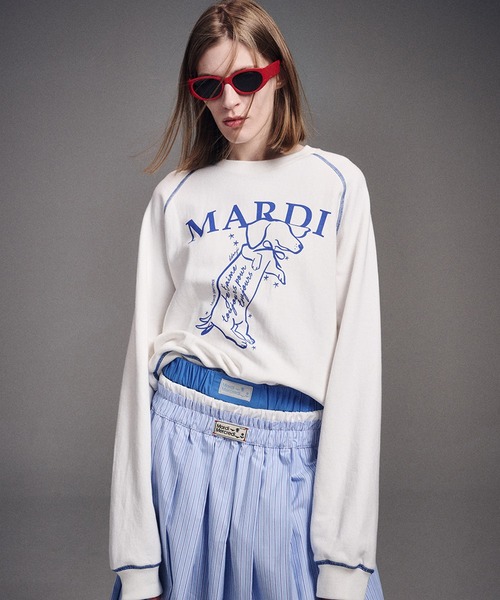 「Mardi Mercredi」 スウェットカットソー FREE ネイビー×ホワイト レディース_画像4