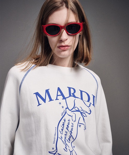 「Mardi Mercredi」 スウェットカットソー FREE ネイビー×ホワイト レディース_画像5