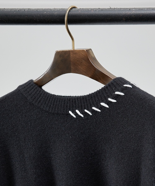 「AH ABAHOUSE」 長袖ニット 46 グレイッシュベージュ メンズ_画像4