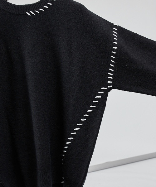 「AH ABAHOUSE」 長袖ニット 46 グレイッシュベージュ メンズ_画像7