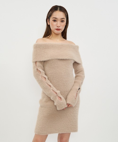 「SPIRALGIRL」 ニットワンピース FREE ベージュ レディース_画像5