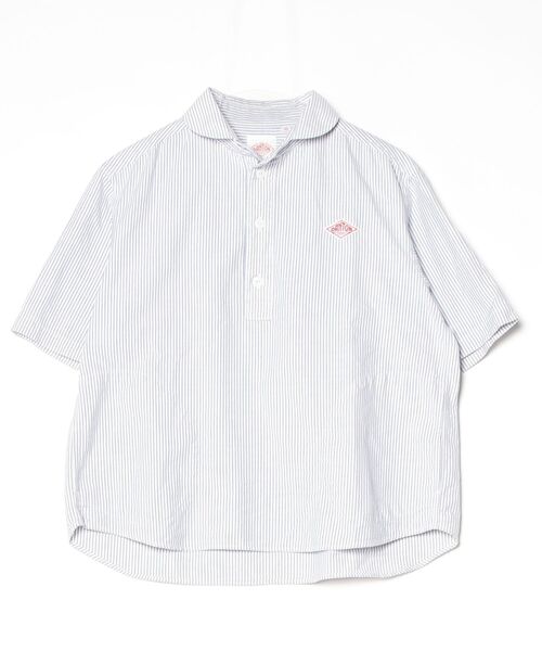 DANTON ストライプ シャツ 36 Danton（ダントン） ストライプ柄半袖シャツ 36 ブルー レディース