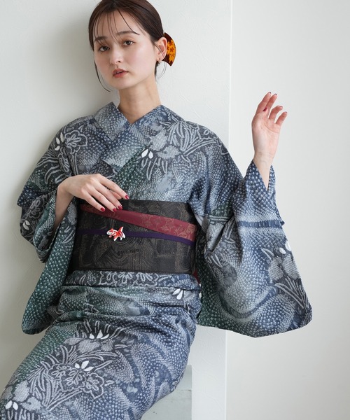 utatane 浴衣 有松絞り浴衣3点セット 月影の菖蒲 レディース