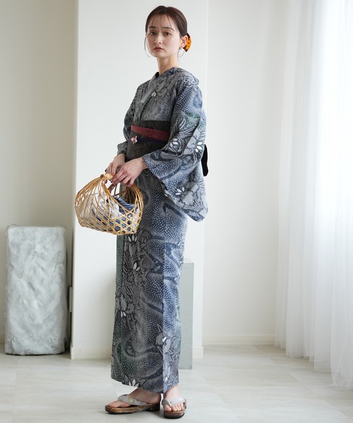 浴衣 有松絞り浴衣3点セット utatane 月影の菖蒲 レディースの画像