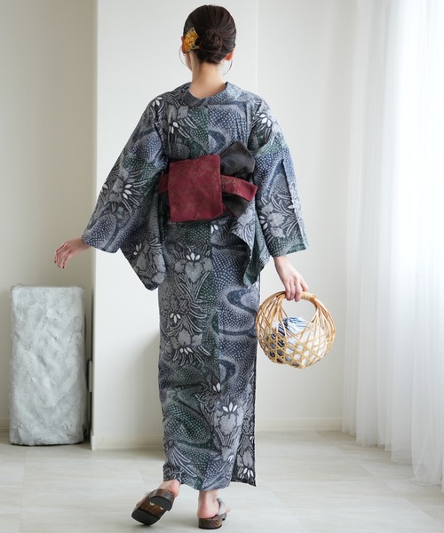 utatane 浴衣 有松絞り浴衣3点セット 月影の菖蒲 レディース