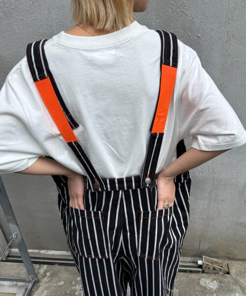 DESCENTE サスペンダー付きオーバーオール 黒赤 SOUNDSGOOOOD（サウンズグッド） オーバーオール サロペット 「SOUNDS