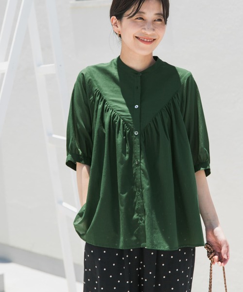 「URBAN RESEARCH DOORS」 半袖ブラウス MEDIUM ブルー レディース_画像2