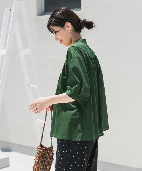 「URBAN RESEARCH DOORS」 半袖ブラウス MEDIUM ブルー レディース_画像4