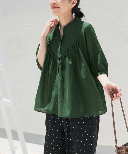 「URBAN RESEARCH DOORS」 半袖ブラウス MEDIUM ブルー レディース_画像6