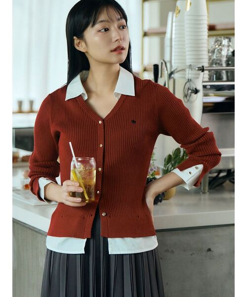 「POLO BCS」 ニットカーディガン MEDIUM レッド レディース_画像2