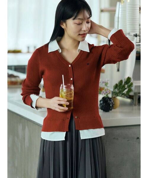 「POLO BCS」 ニットカーディガン MEDIUM レッド レディース_画像3