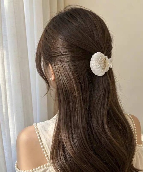ヘアクリップ フェアリー ラインストーン 貝殻 ミニ / バンスクリップ