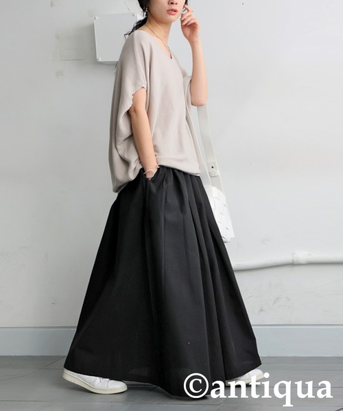 「antiqua」 フレアスカート ONESIZE チャコールグレー レディース_画像5