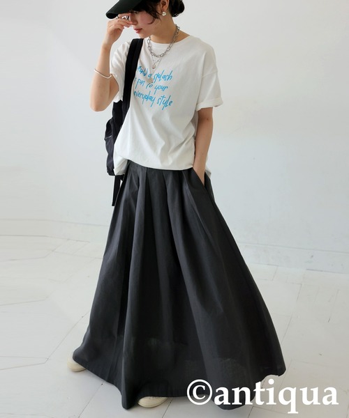 「antiqua」 フレアスカート ONESIZE チャコールグレー レディース_画像7