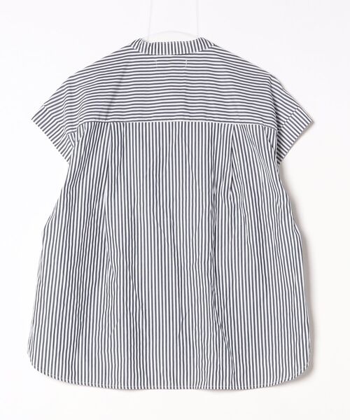 「U.S. POLO ASSN.」 ストライプ柄半袖ブラウス M ネイビー レディース_画像2