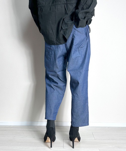 【美品✨ビブパンツ✨レディース L】ESTIVO ナイロン デニム パンツ ケミカルウォッシュストレートデニムパンツ[品番：MKSW0028967