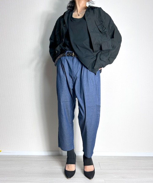 FIRMUM シルク紬糸12ozデニムテーパードパンツ ネップ インディゴ S tumugu（ツムグ）12OZムラ糸デニム テーパードパンツ | 山口県