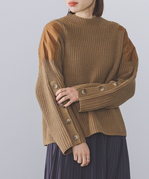 ニット セーター BEAMS HEART / 袖釦 ミリタリーニット レディース BEAMS HEART ニット セーター / 袖釦 ミリタリーニット