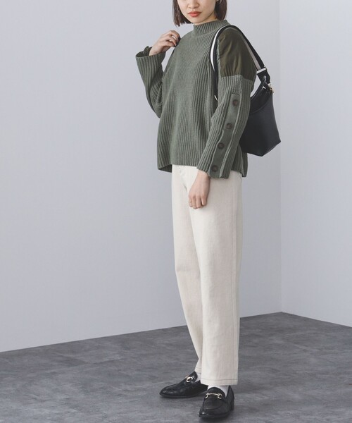 ニット セーター BEAMS HEART / 袖釦 ミリタリーニット レディース BEAMS HEART ニット セーター / 袖釦 ミリタリーニット