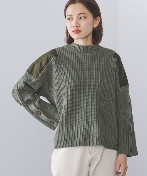 ニット セーター BEAMS HEART / 袖釦 ミリタリーニット レディース BEAMS HEART ニット セーター / 袖釦 ミリタリーニット