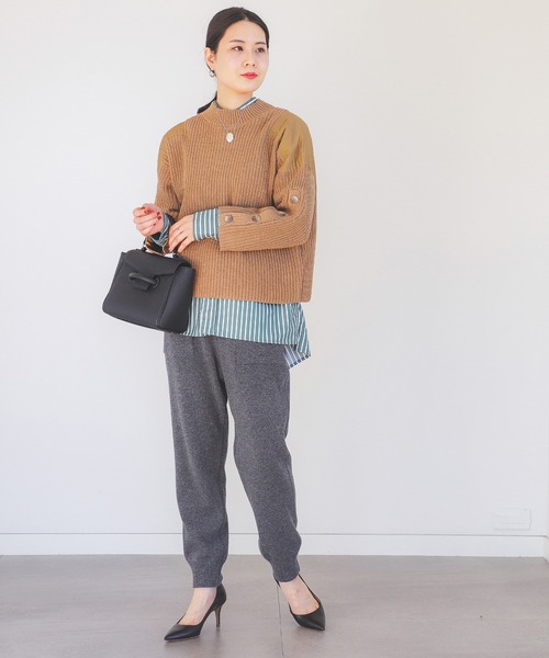 ニット セーター BEAMS HEART / 袖釦 ミリタリーニット レディース BEAMS HEART ニット セーター / 袖釦 ミリタリーニット