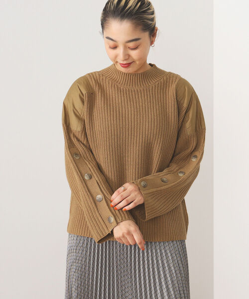 ニット セーター BEAMS HEART / 袖釦 ミリタリーニット レディース BEAMS HEART ニット セーター / 袖釦 ミリタリーニット
