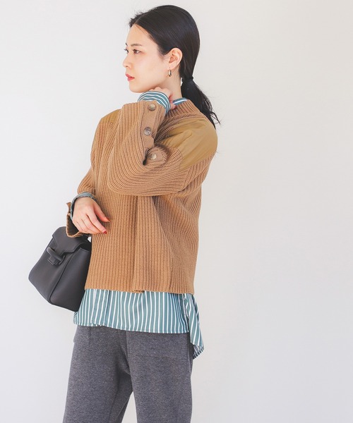 ニット セーター BEAMS HEART / 袖釦 ミリタリーニット レディース BEAMS HEART ニット セーター / 袖釦 ミリタリーニット