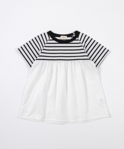 trois lapins kp チュニック ボーダー切替え半袖チュニック(120
