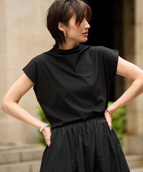 tシャツ 冷感ボトルネックフレンチTシャツ レディース トキドキ tシャツ 冷感ボトルネックフレンチTシャツ レディース