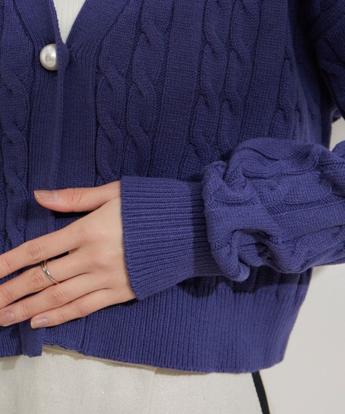 VIS（ビス） カーディガン パール釦ケーブルカーディガン レディース