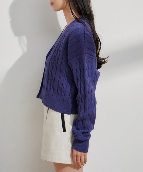 VIS（ビス） カーディガン パール釦ケーブルカーディガン レディース