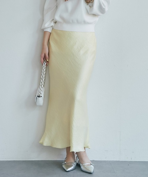 【タグ付/新品未使用】きらきらサテンロングナロースカート サイズ:TM La boutique Bonbon（ラブティックボンボン） スカート きらきらサテン