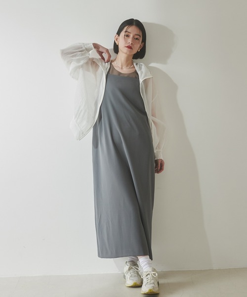 ハグオーワーショップ限定色リネンキャミワンピースチャコールグレー hunch ワンピース 「WEB限定/別注」無地キャミワンピース