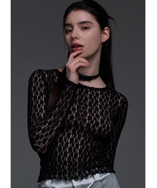 tシャツ A'GEM/9 × .kom 「 FANCY CLUB/ファンシークラブ」 POIN LACE LAYERED TEE/レースレイヤードロン A'GEM/9 × .kom 『 FANCY CLUB/ファンシークラブ』 POIN LACE