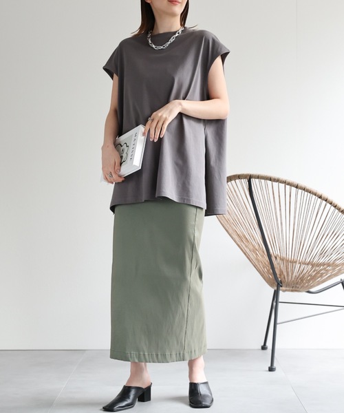 高級感 sakishimatokyo tシャツ 「USAコットン」ロングスリット トップス