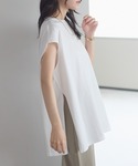 tシャツ 「USAコットン」ロングスリットノー...の詳細画像1