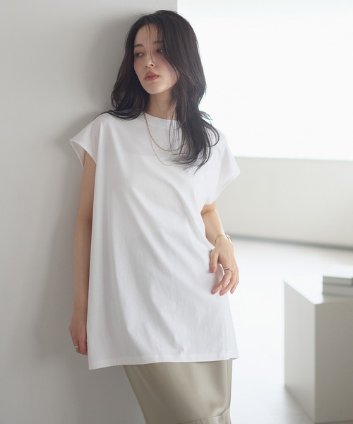 sakishimatokyo tシャツ 「USAコットン」ロングスリットノースリーブT