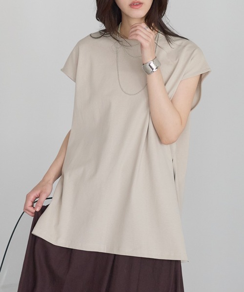 sakishimatokyo tシャツ 「USAコットン」ロングスリットノースリーブT
