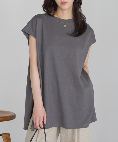 sakishimatokyo tシャツ 「USAコットン」ロングスリットノースリーブT 