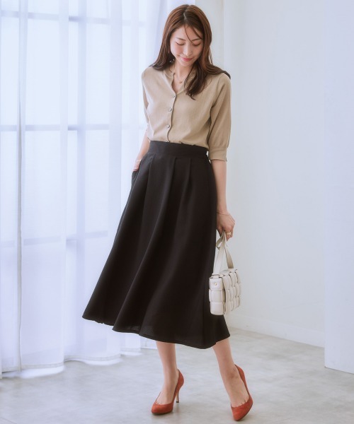 未使用タグ付き‼️ ジャガードフレアスカート 7days Life Styling スカート ジャガード素材フロントタック