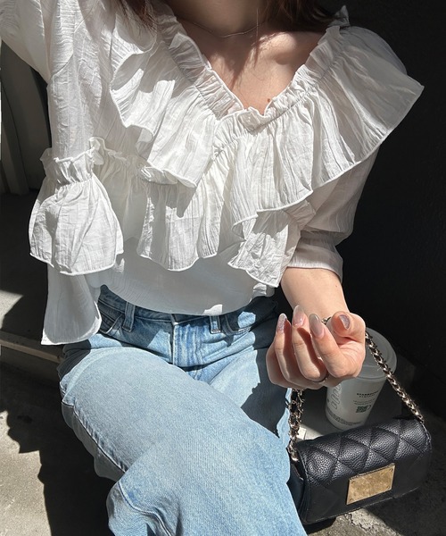 本日最終出品 2段フリル半袖ブラウス offWhite BABY BABY,THE STARS SHINE BRIGHT 2段フリル半袖ブラウス - BELSEL