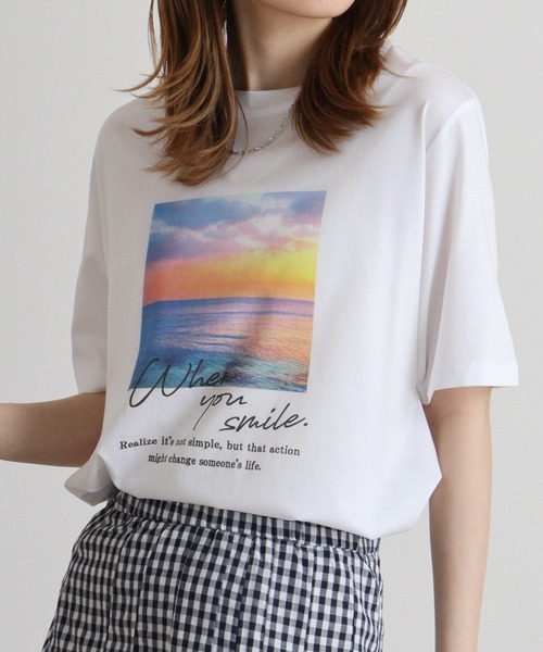 tシャツ BRODIAEA 半袖シンプルロゴカットソー レディース セール】BRODIAEA つぶつぶロゴ半袖Tシャツ（Tシャツ/カットソー