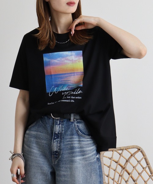 tシャツ BRODIAEA 空×海プリントTシャツ レディース : ZOZOTOWN