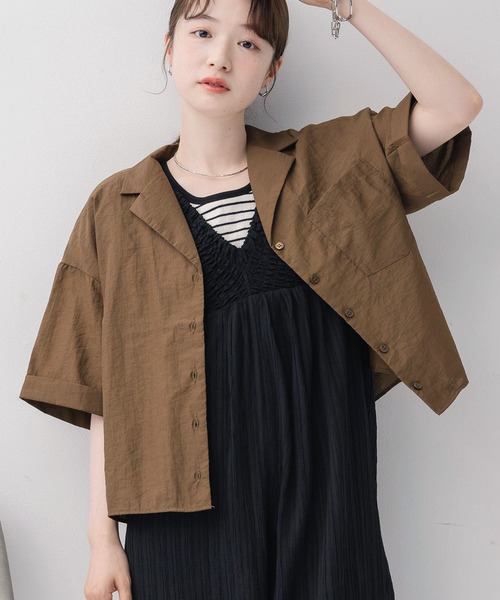 RETROGIRL ブラウス シャツ 開襟ショートSH レディース
