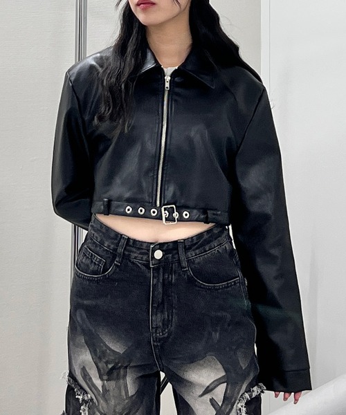 専用です！justcavalli クロップド シングルライダース レザージャケット ライダース クロップドシングルライダース