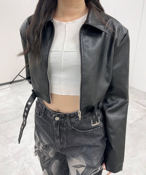 【関税込み】FRAME ブラック クロップド レザージャケット Prada クロップド レザージャケット | ブラック | FARFETCH JP
