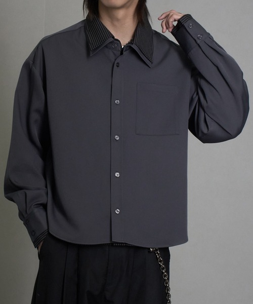 極美品 ワイズ フェイクレイヤードシャツ 2 ブラック×グレー ブラウス welise（ウェライズ） シャツ 「welise/ウェライズ」リッチドレープ