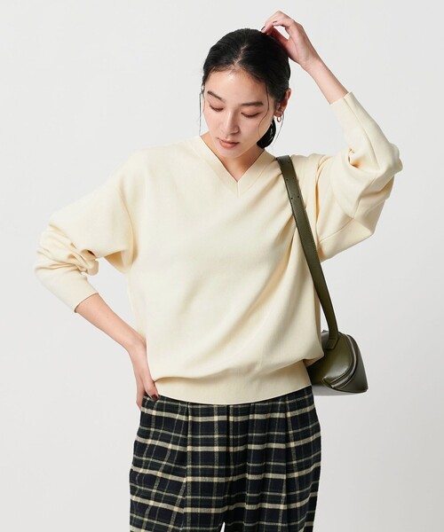 ユナイテッドアローズ ホワイト 長袖 コットンセーター UNITED ARROWS ホワイト ニット 長袖