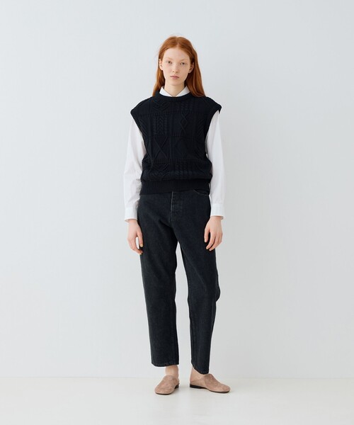 GALERIE VIE ニットベスト サイズF GALERIE VIE ベスト ジレ ガンジーニット レディース : ZOZOTOWN