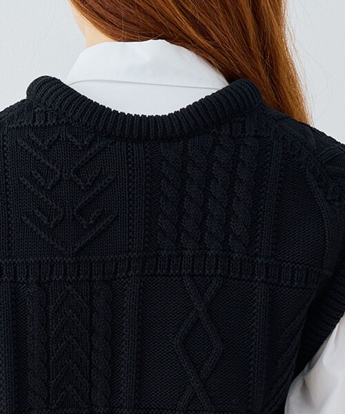 GALERIE VIE ニットベスト サイズF GALERIE VIE ベスト ジレ ガンジーニット レディース : ZOZOTOWN